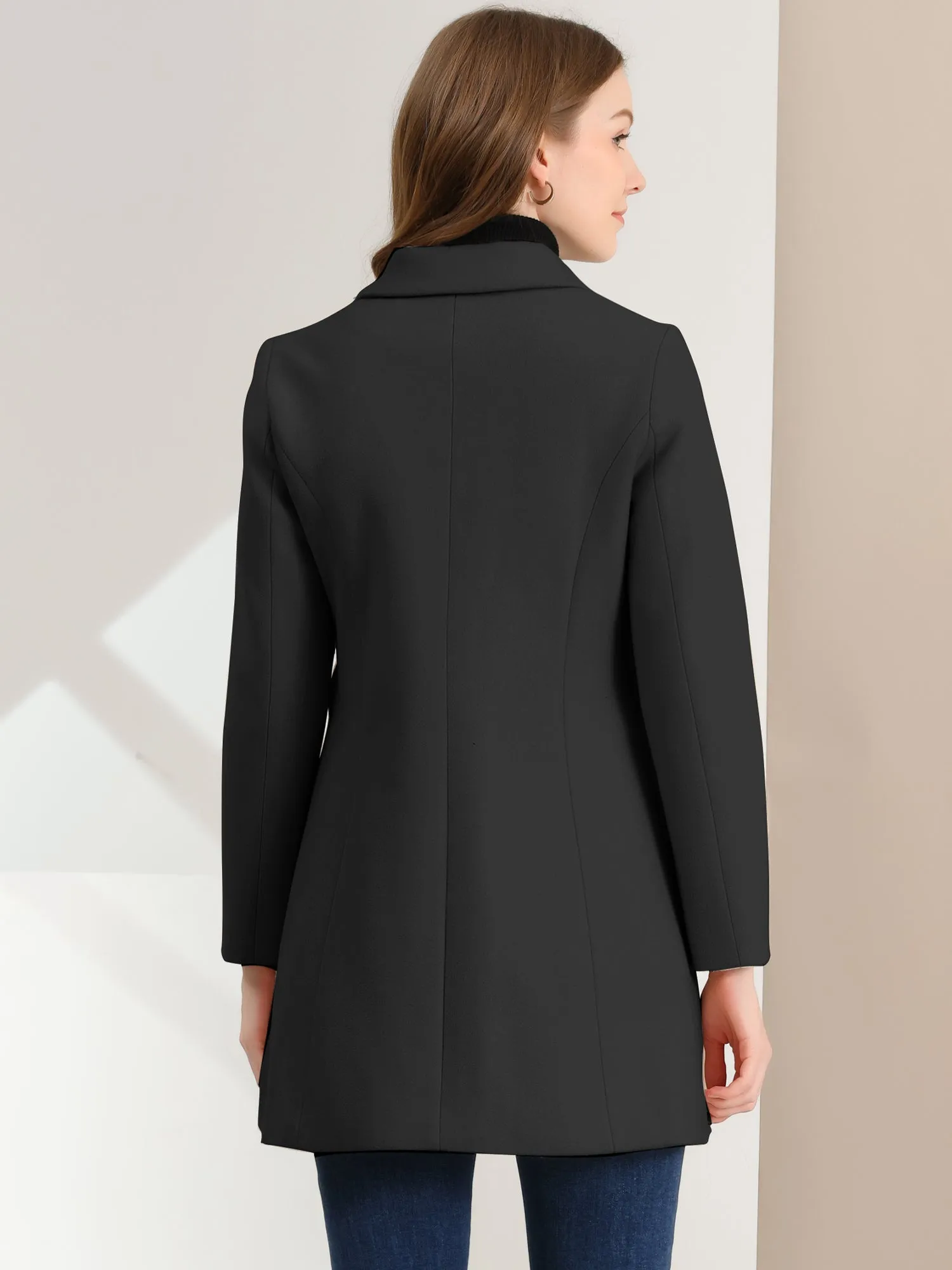 Winter Overcoat Peter Pan Collar Single Breasted Outwear Pea Coat sold by Allegra K product image thumbnail 4