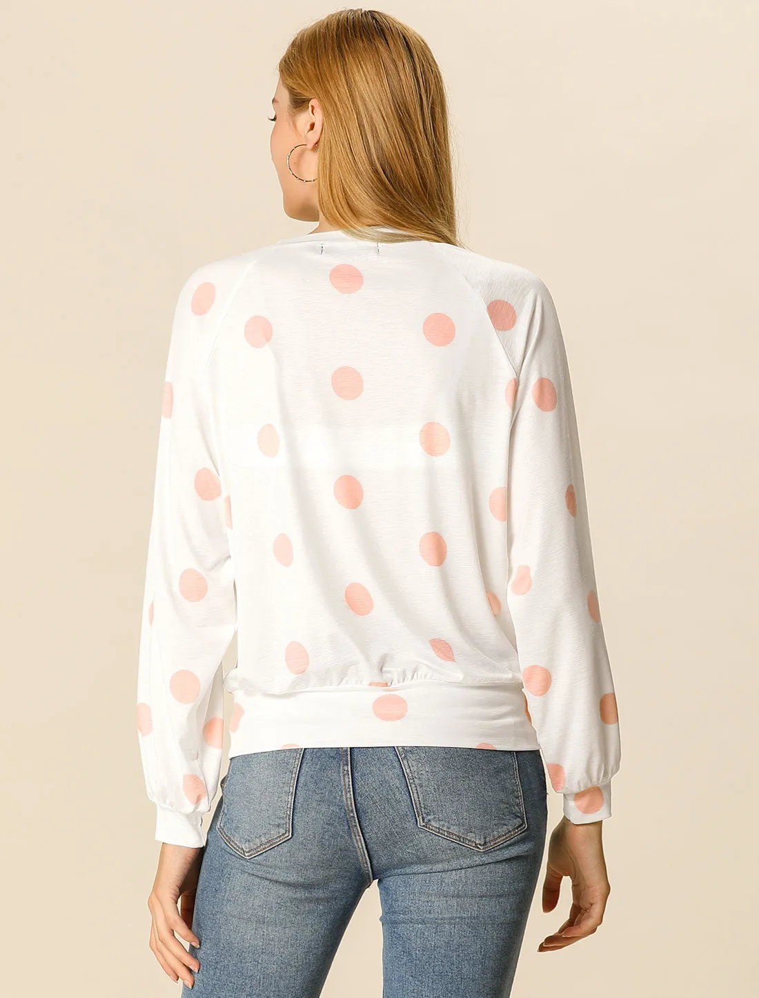 Long Sleeve Soft T-shirt Blouse Casual Polka Dots Top sold by Allegra K product image thumbnail 4