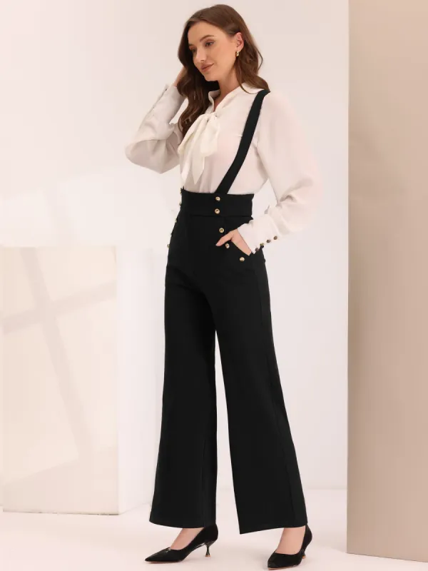 Casual Office Adjustable Strap Wide Leg Suspenders Pants Jumpsuits sold by Allegra K