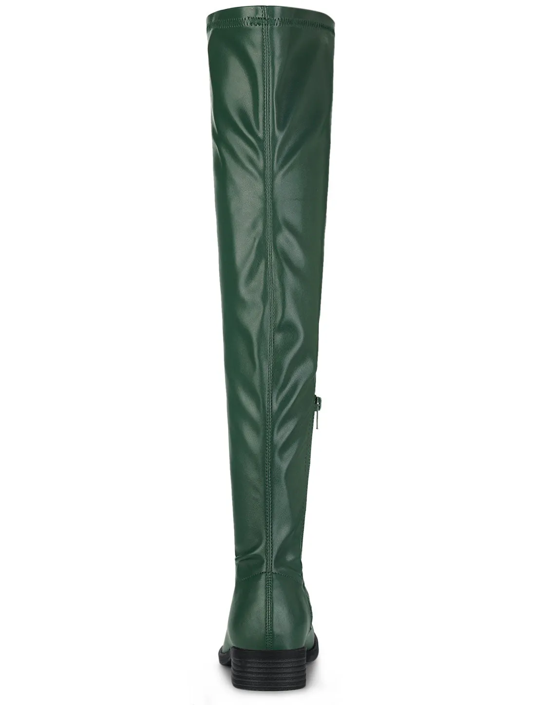 Low Block Heel Faux Leather Over the Knee High Boots sold by Allegra K product image thumbnail 5