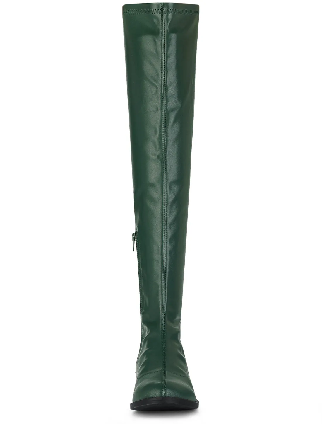 Low Block Heel Faux Leather Over the Knee High Boots sold by Allegra K product image thumbnail 4