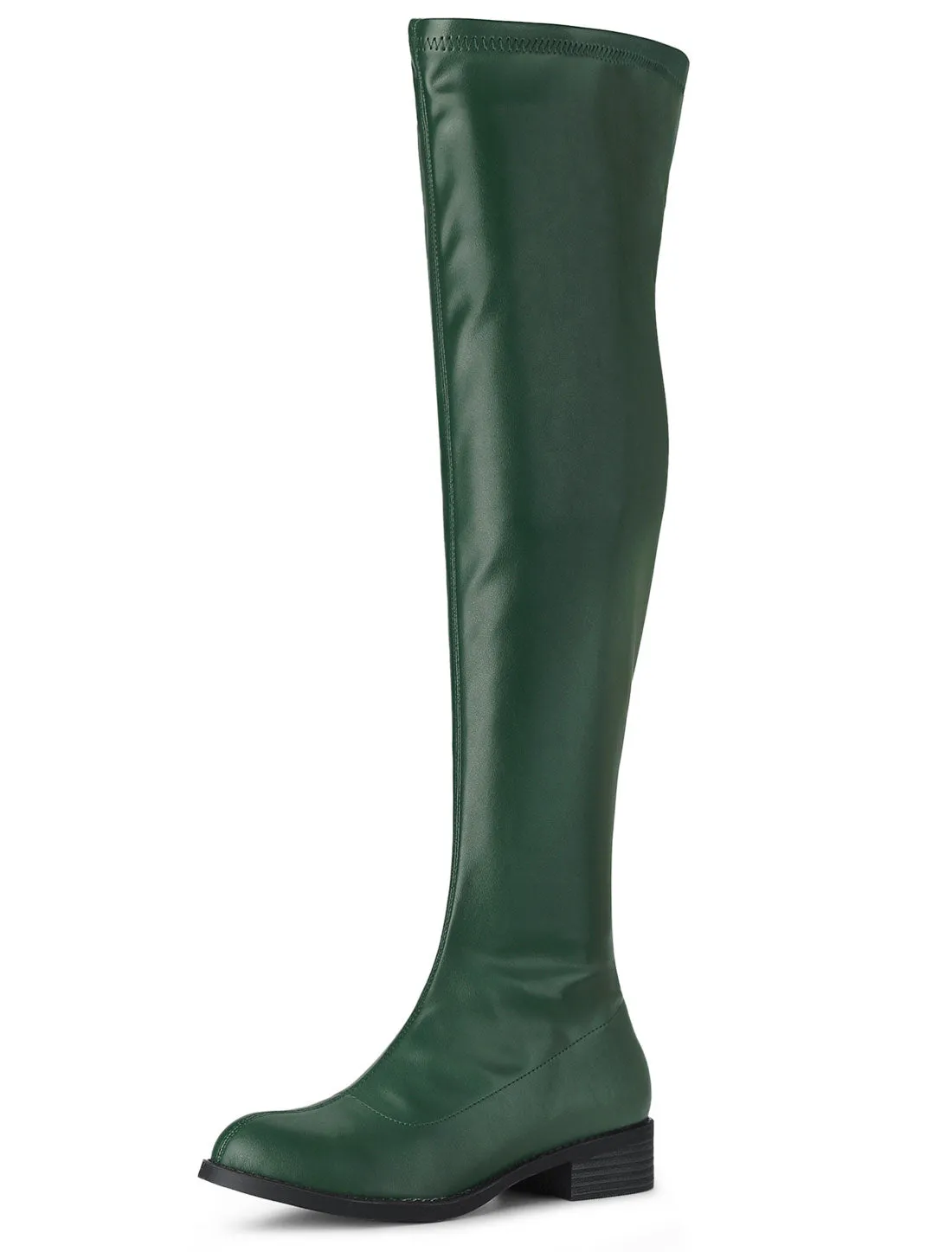 Low Block Heel Faux Leather Over the Knee High Boots sold by Allegra K product image thumbnail 2