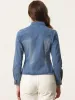 Casual Denim Classic Stand Collar Long Sleeve Jean Jacket sold by Allegra K