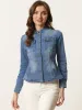 Casual Denim Classic Stand Collar Long Sleeve Jean Jacket sold by Allegra K