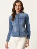 Casual Denim Classic Stand Collar Long Sleeve Jean Jacket sold by Allegra K