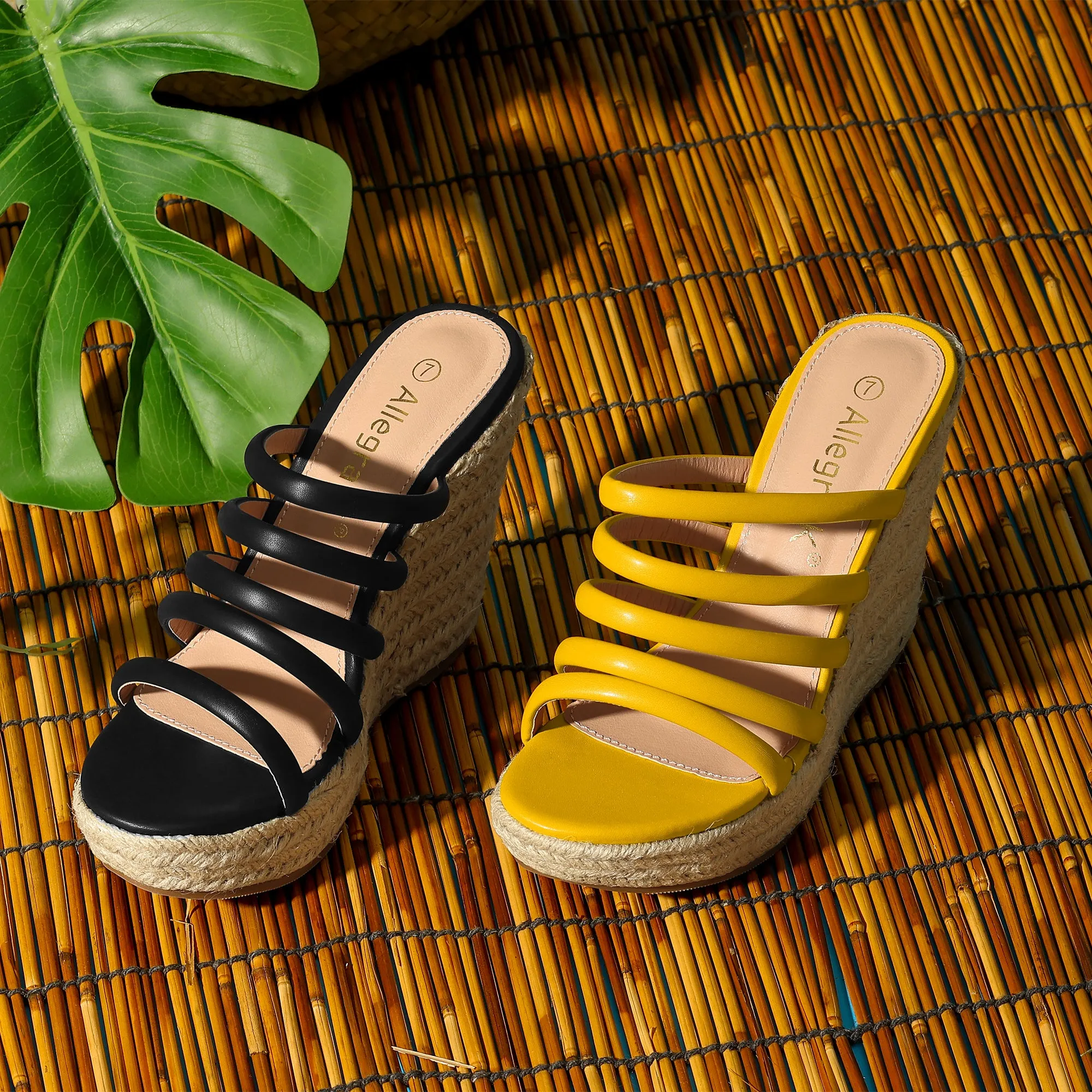 Women's Platform Strappy Slides Wedge Espadrille Wedges Sandals sold by Allegra K product image thumbnail 3