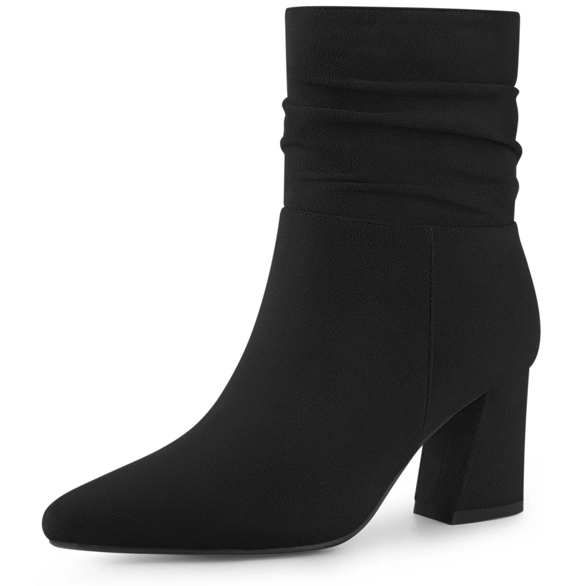 Pointy Toe Slouchy Zipper Chunky Heel Ankle Boots sold by Allegra K product image thumbnail 2