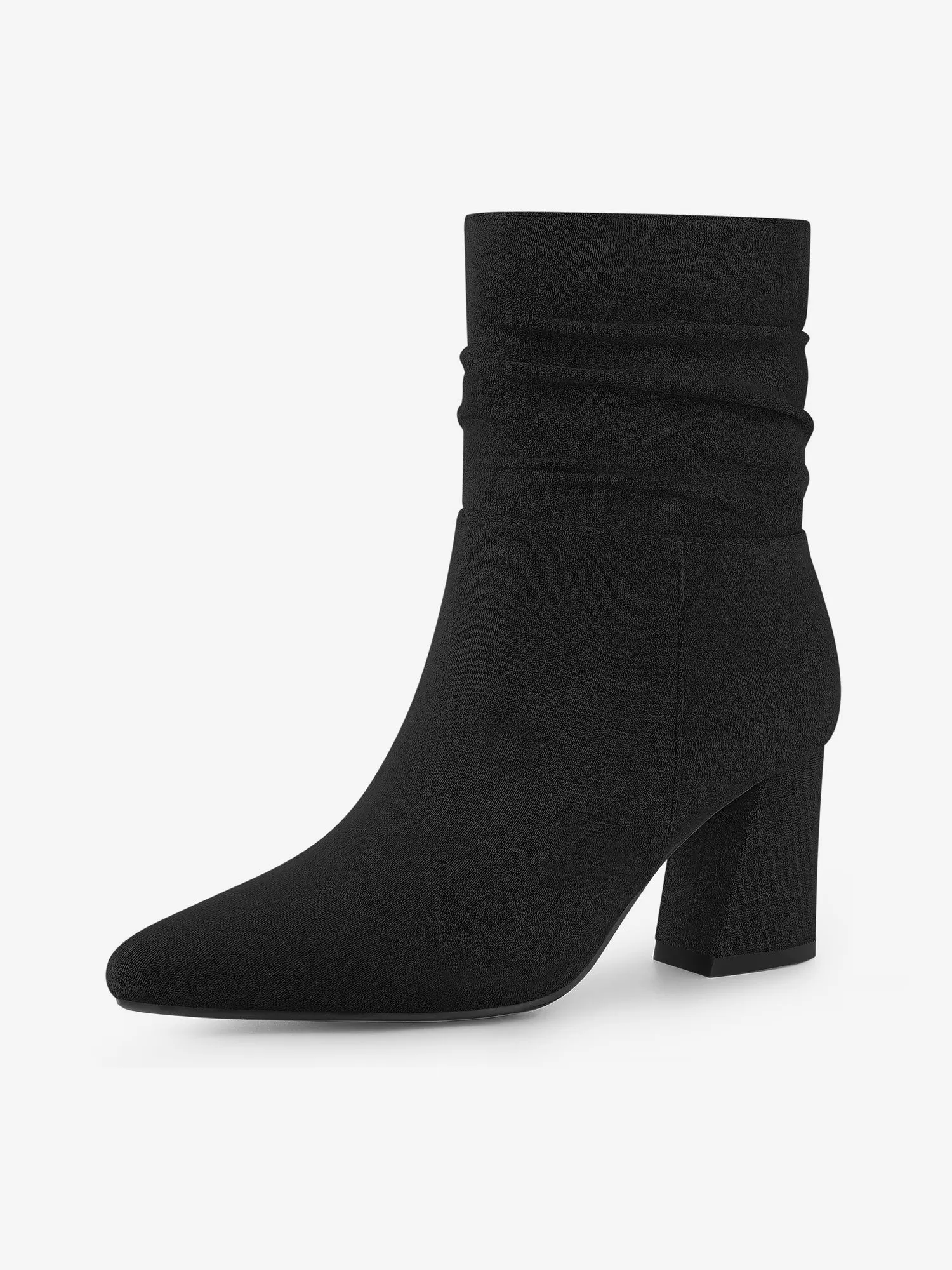 Pointy Toe Slouchy Zipper Chunky Heel Ankle Boots sold by Allegra K