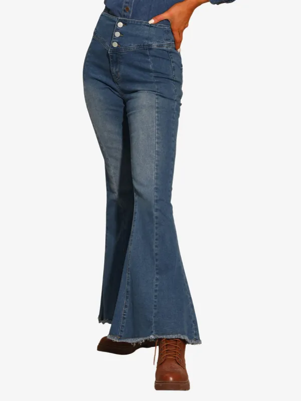 Women's Bell Bottom Jeans High Rised Classic Flared Denim Pants sold by Allegra K
