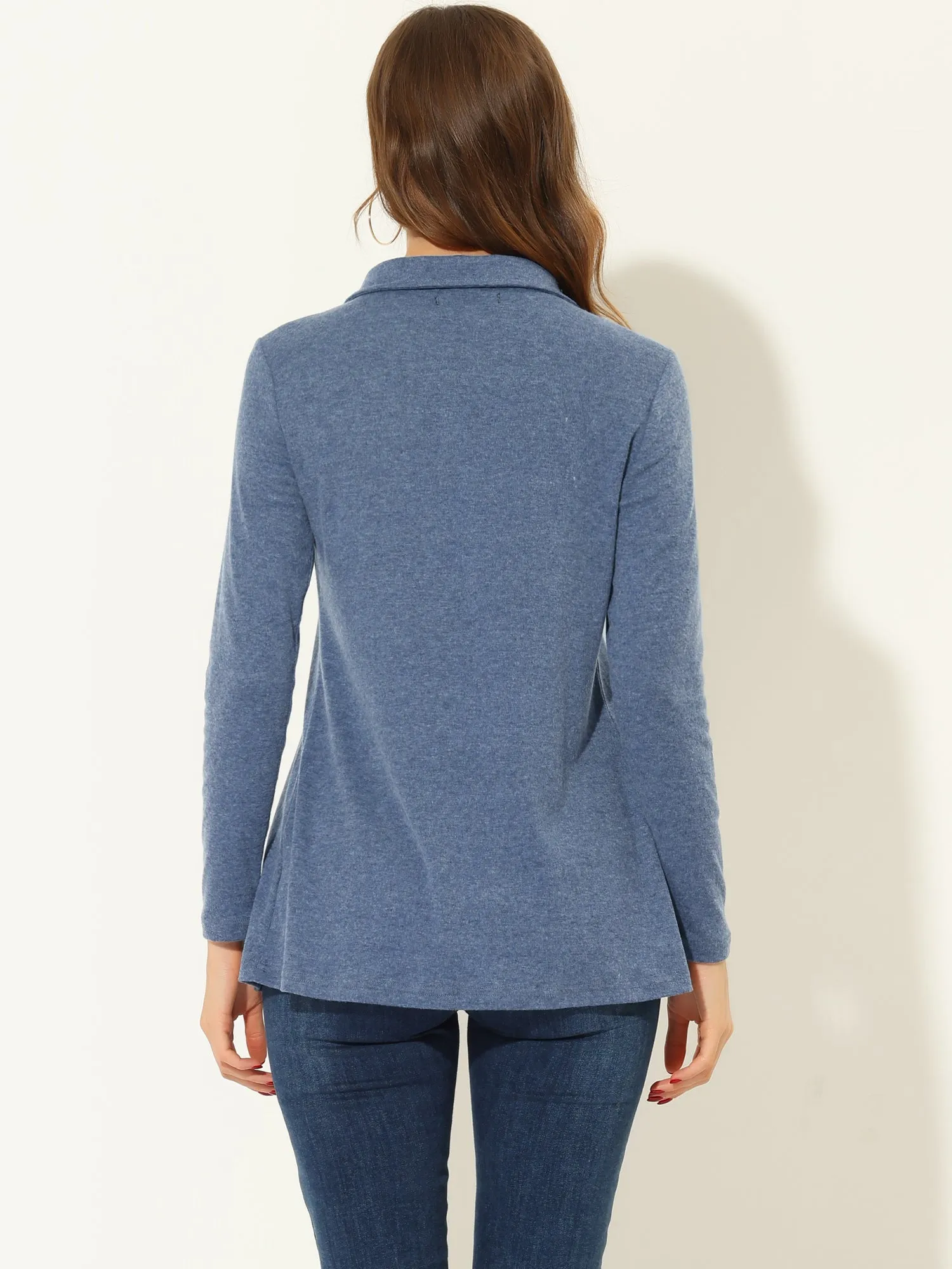 Swing Blouse Mock Neck Long Sleeve Zip Up Tunic Top sold by Allegra K product image thumbnail 3