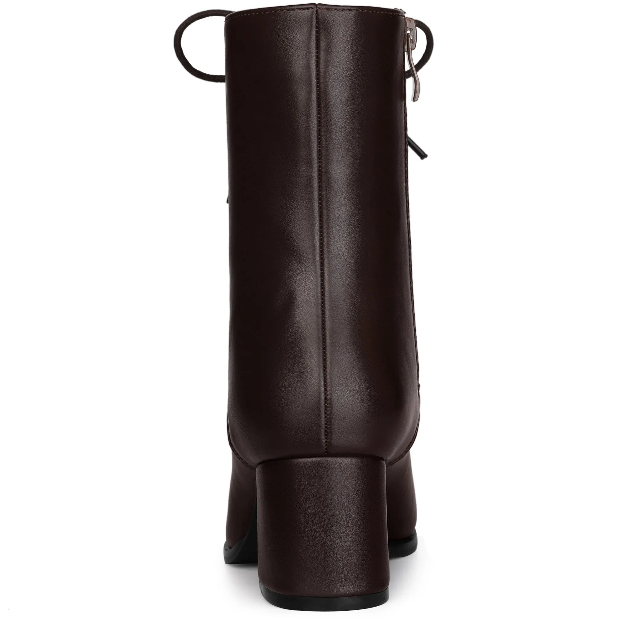 Square Toe Lace Up Chunky Heel Ankle Zipper Combat Boots sold by Allegra K product image thumbnail 5