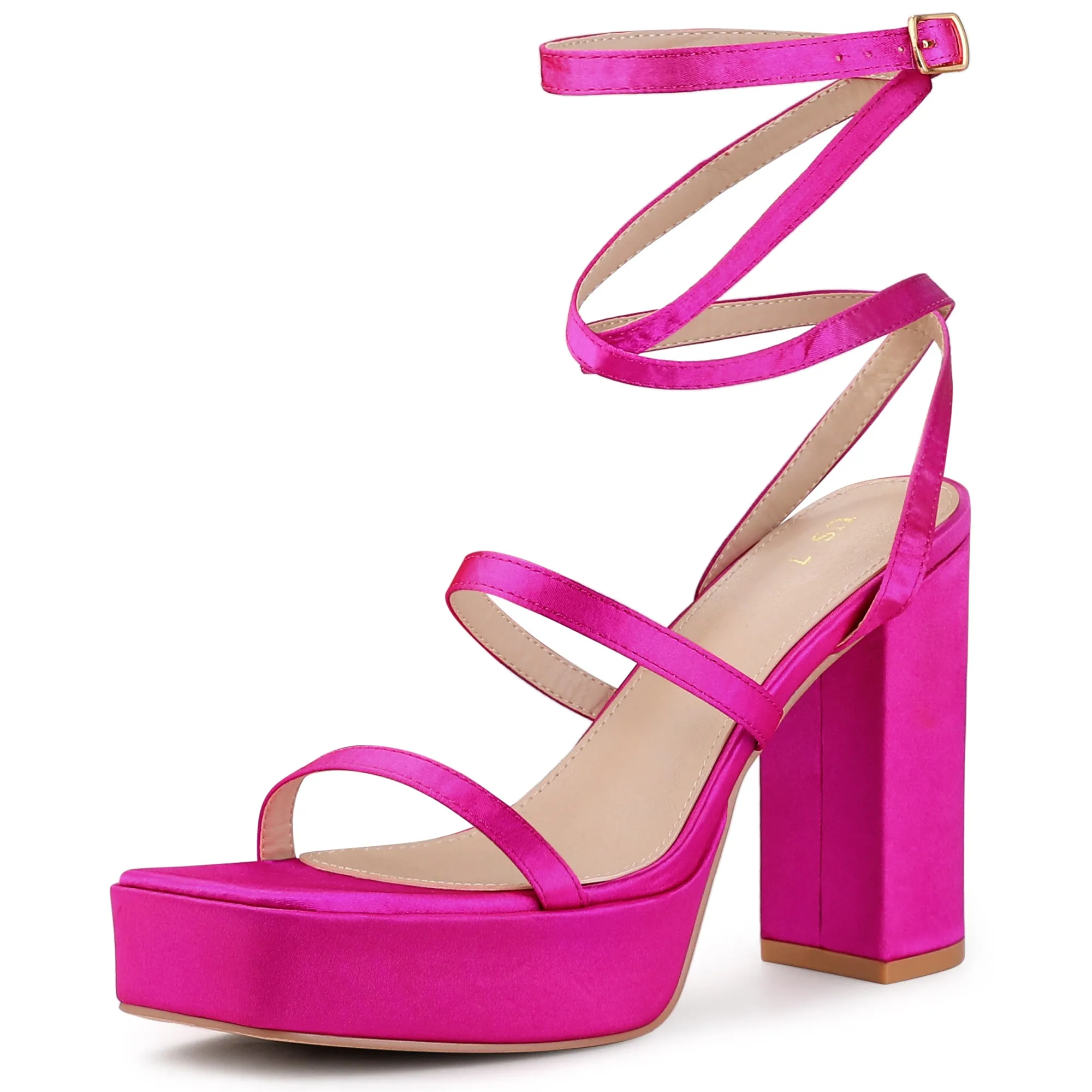 Women's Wrap Up Open Toe Platform Buckle Chunky High Heel Sandals sold by Allegra K product image thumbnail 2
