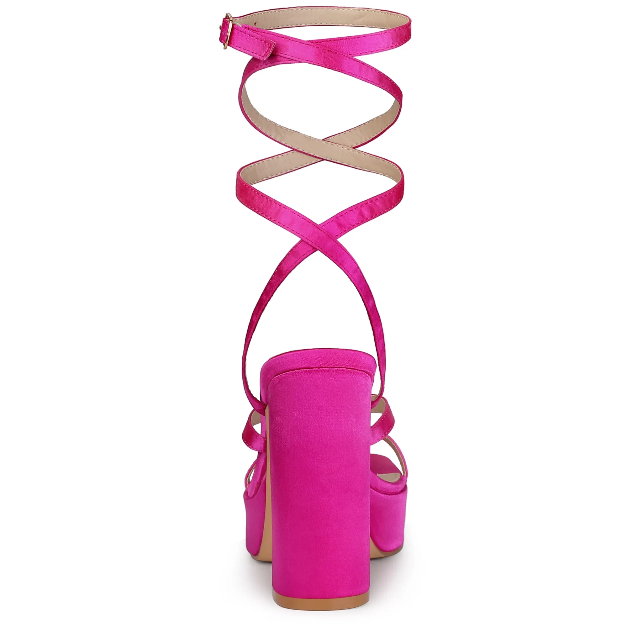 Women's Wrap Up Open Toe Platform Buckle Chunky High Heel Sandals sold by Allegra K product image thumbnail 4