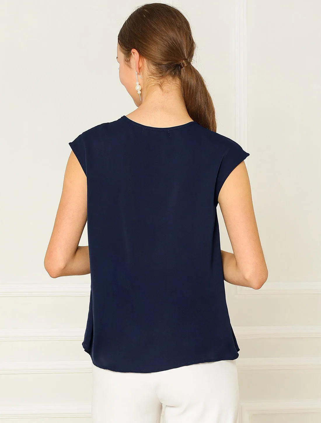 Ruffled Sleeveless Blouse Office Work Chiffon Top sold by Allegra K product image thumbnail 5