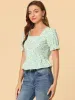 Floral Square Neck Short Sleeve Ruffled Hem Peplum Blouse sold by Allegra K