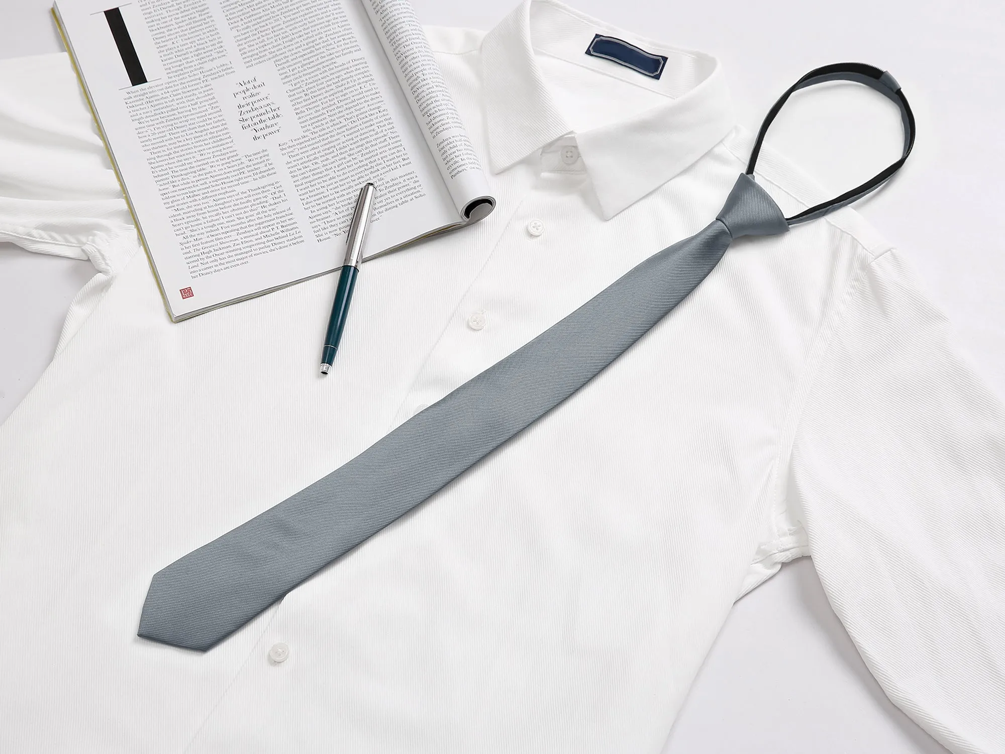 Skinny Pretied Solid Color Zipper Adjustable Strap Neck Tie sold by Allegra K product image thumbnail 5