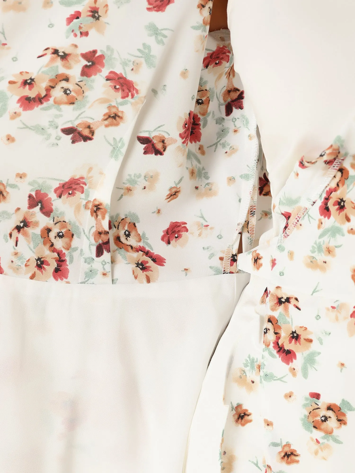 Floral Ruffle Wrap Self Tie Above Knee Length Short Sleeve Dress sold by Allegra K product image thumbnail 5