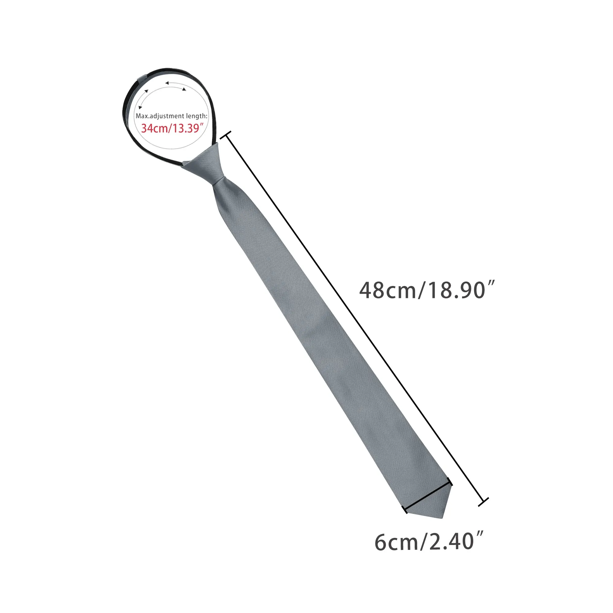 Skinny Pretied Solid Color Zipper Adjustable Strap Neck Tie sold by Allegra K product image thumbnail 4