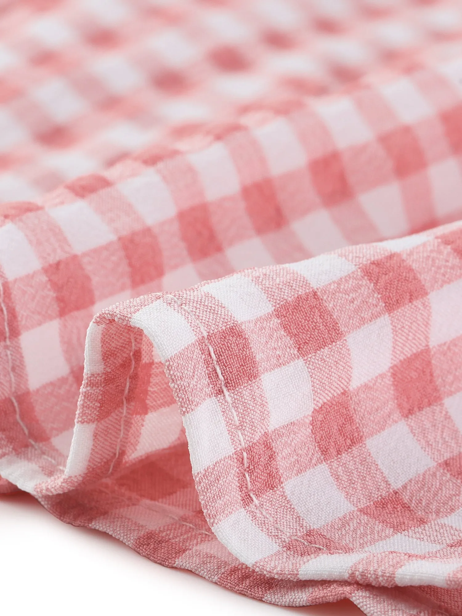 Plaid Puff Short Sleeve Gingham Peter Pan Collar Button Down Shirt sold by Allegra K product image thumbnail 4