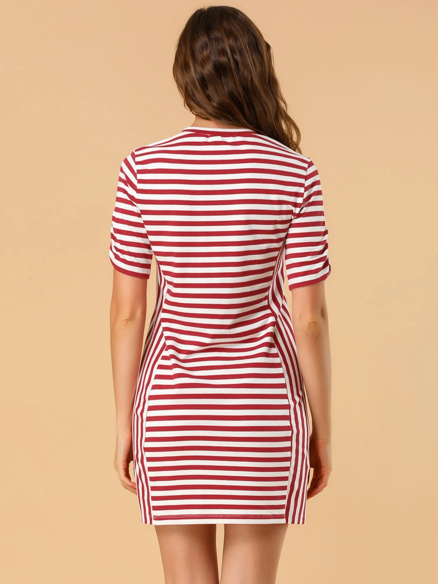 Casual Short Sleeve Crew Neck Striped Mini Tee Dress sold by Allegra K product image thumbnail 4