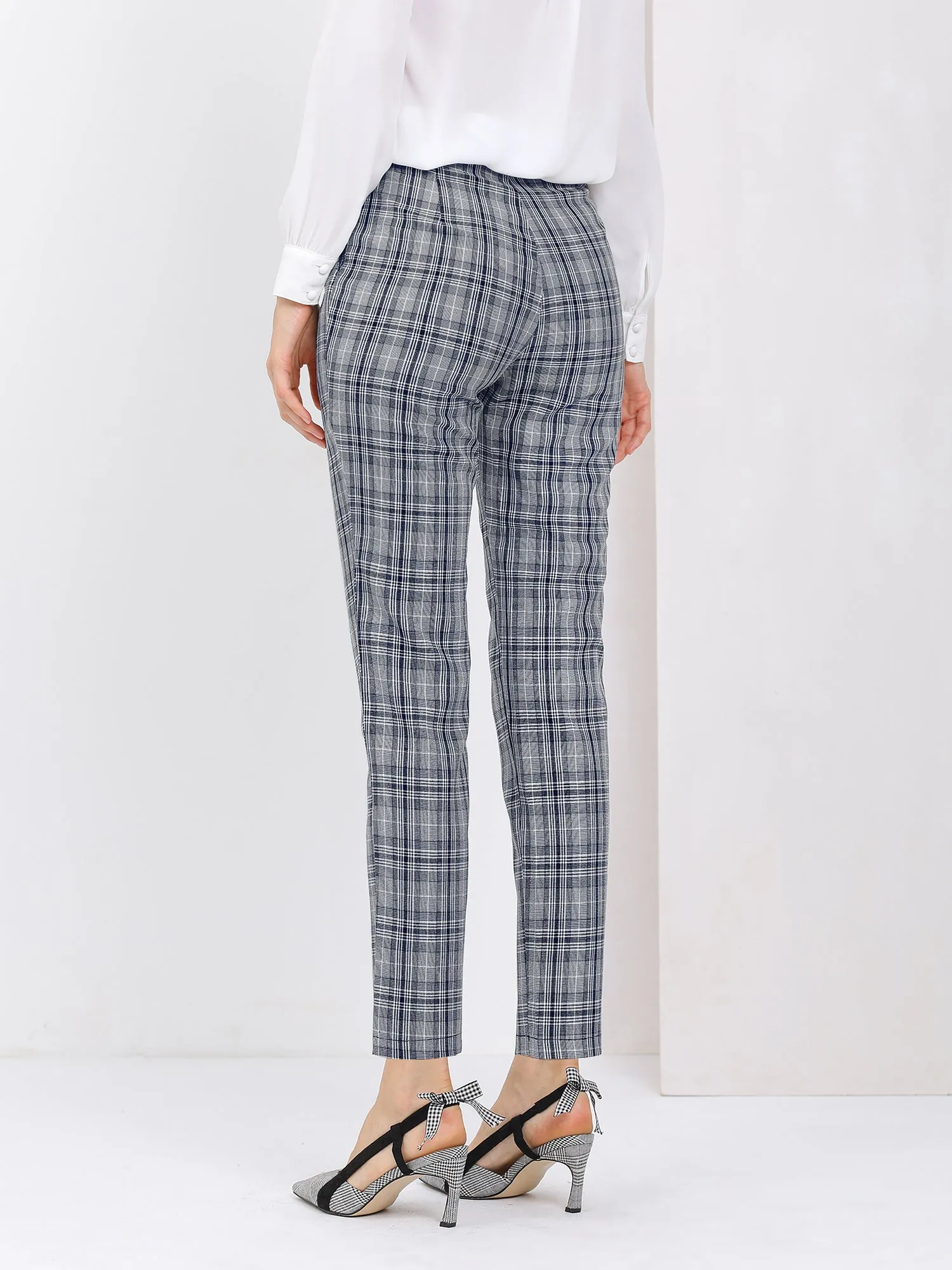 Plaid High Waisted Straight Pant Ankle Tartan Office Trousers sold by Allegra K product image thumbnail 3