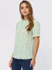 Floral Print Ruffled Mock Neck Short Sleeve Smocked Front Blouse sold by Allegra K