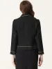 Collared Long Sleeve Contrast Trim Button Down Work Short Jacket sold by Allegra K
