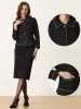Collared Long Sleeve Contrast Trim Button Down Work Short Jacket sold by Allegra K