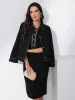 Collared Long Sleeve Contrast Trim Button Down Work Short Jacket sold by Allegra K