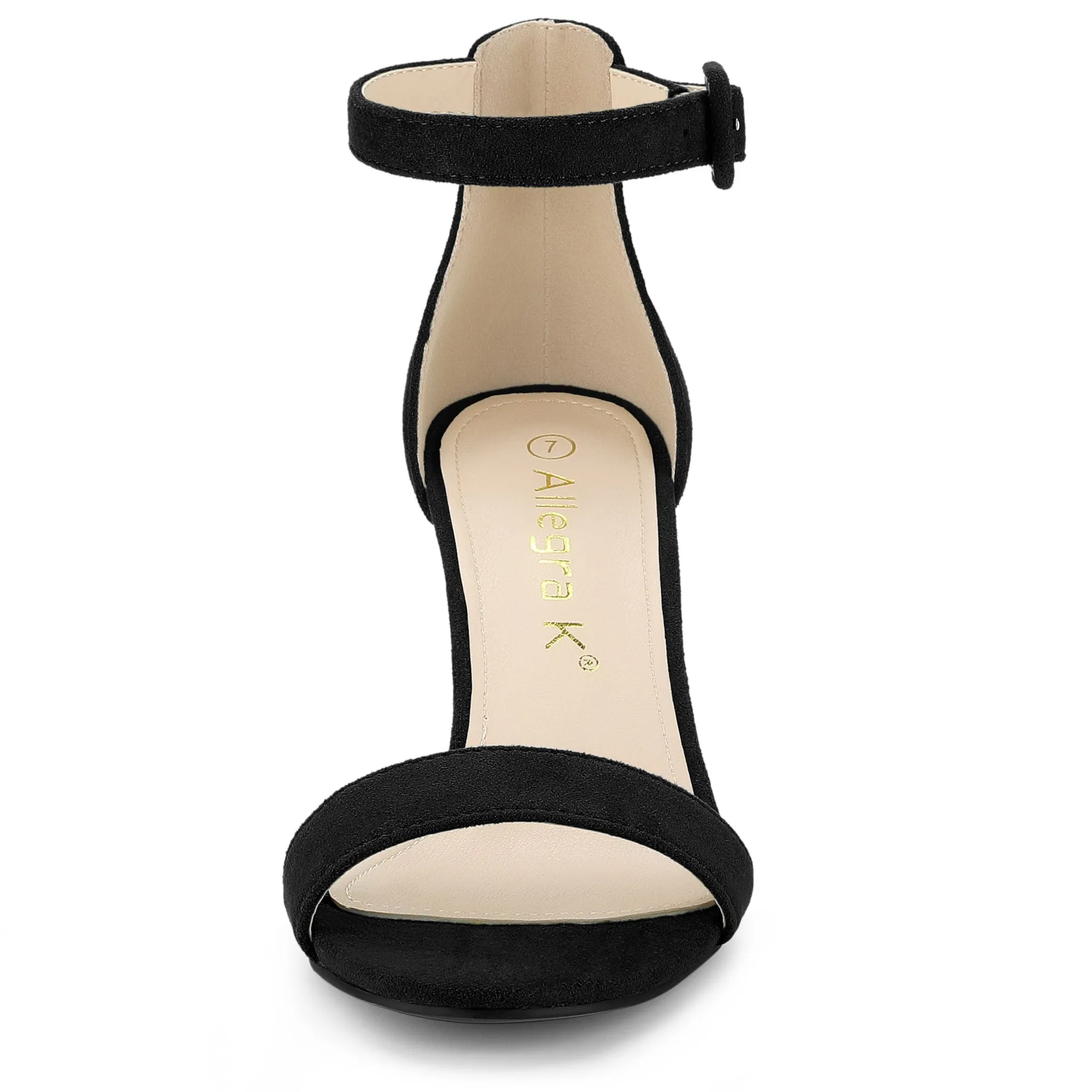 Faux Suede Open Toe Ankle Strap Clear Chunky Heel Sandals sold by Allegra K product image thumbnail 4