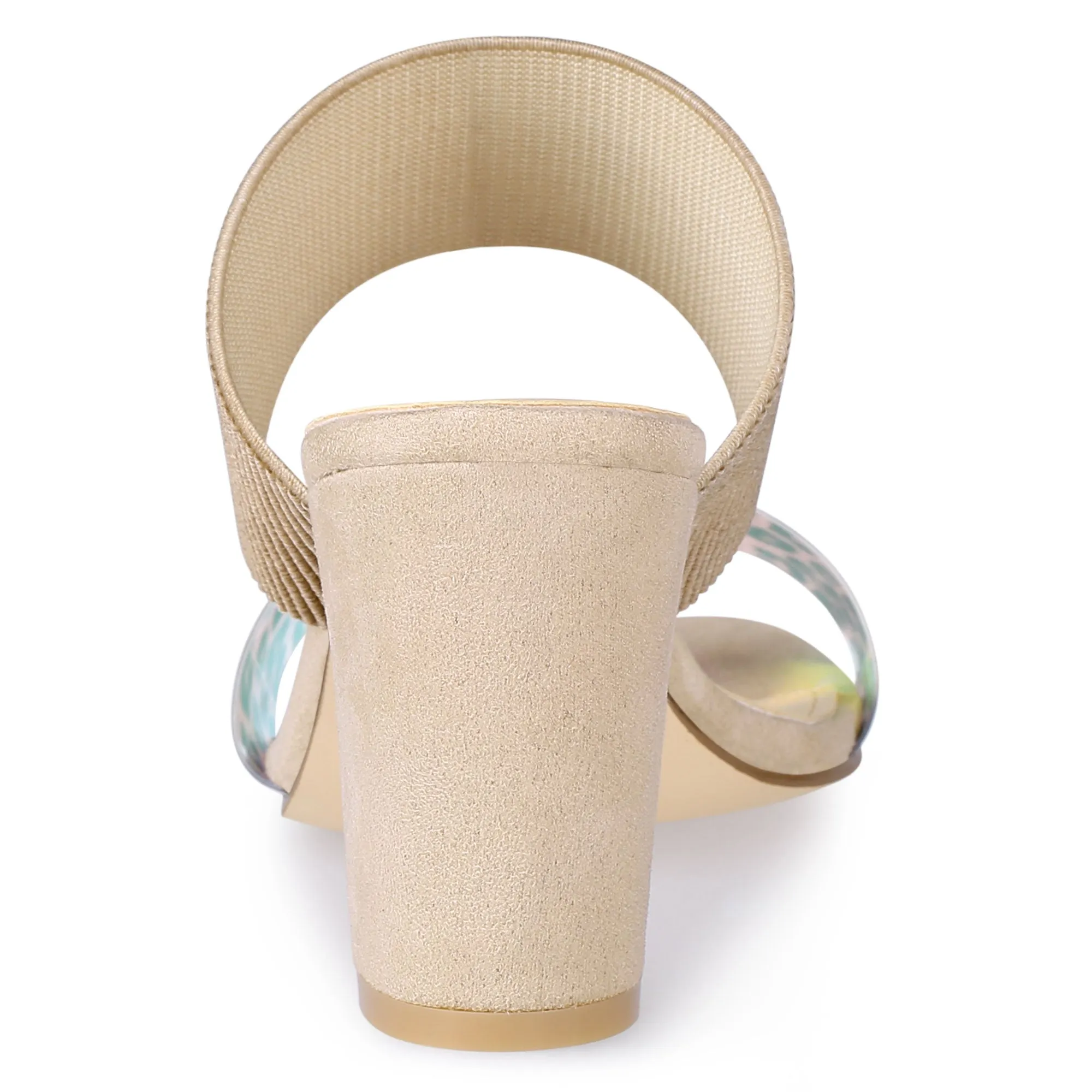 Leopard Printed Elastic Straps Slide Block Heel Sandals sold by Allegra K product image thumbnail 4