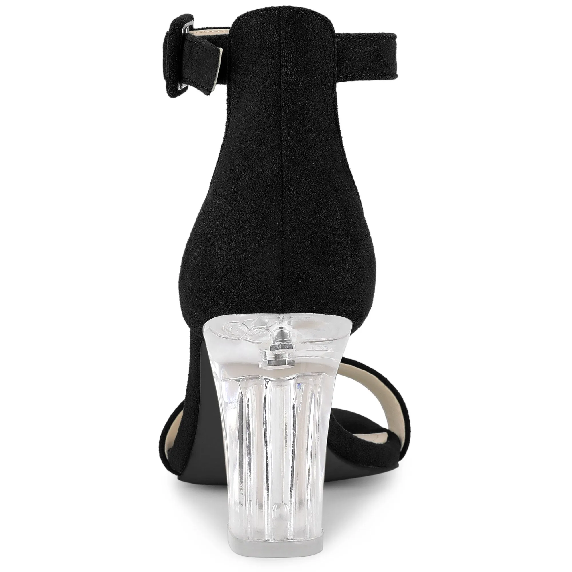 Faux Suede Open Toe Ankle Strap Clear Chunky Heel Sandals sold by Allegra K product image thumbnail 5