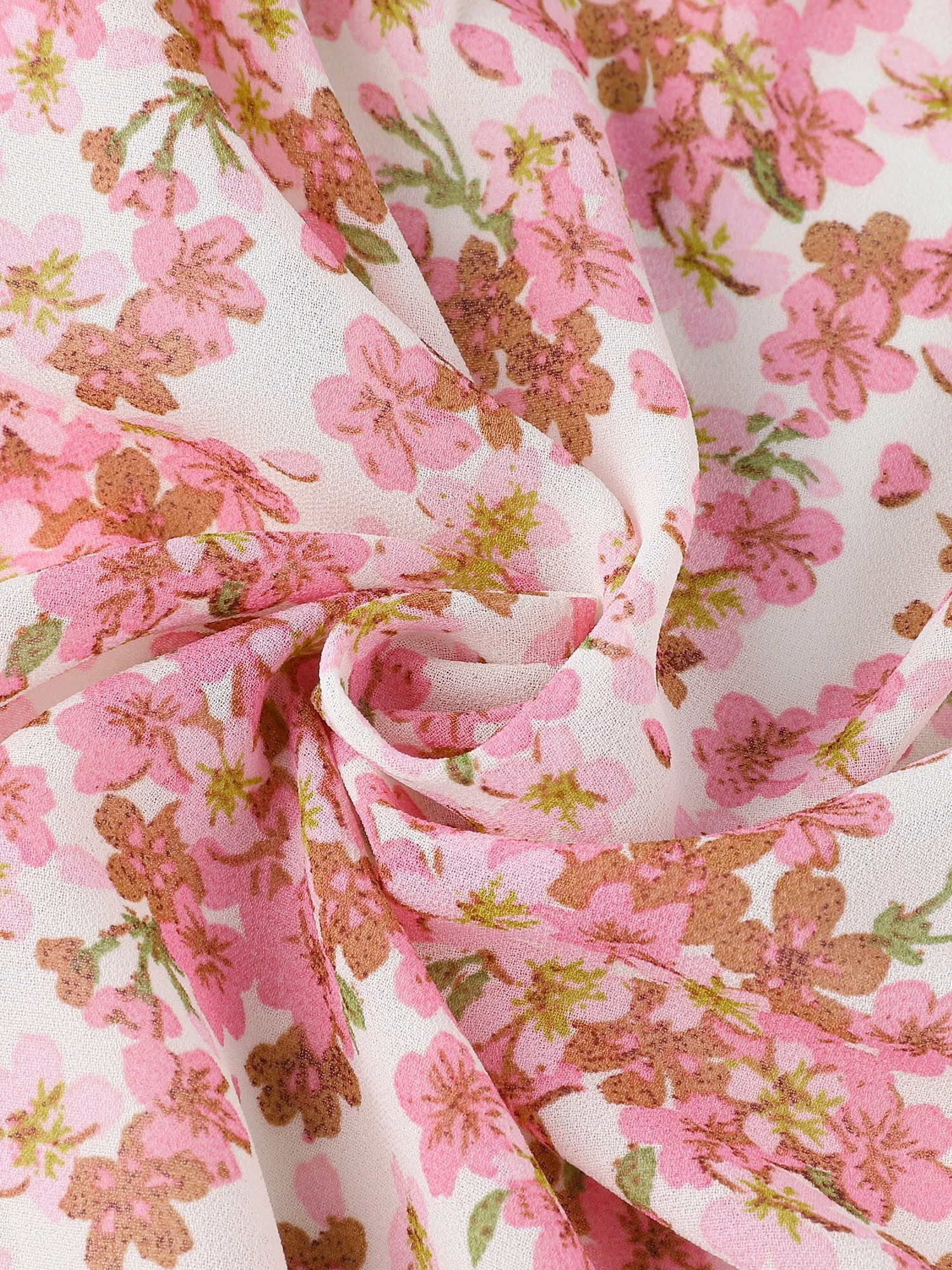 Floral Tops Contrast Tie Neck Long Sleeve Sheer Top sold by Allegra K product image thumbnail 4