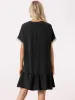 Summer Casual V-Neck Lace Short Sleeve Belted Mini Dress sold by Allegra K