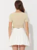 Drawstring Side Ruched Tee Shirt Glitter Crop Tops sold by Allegra K