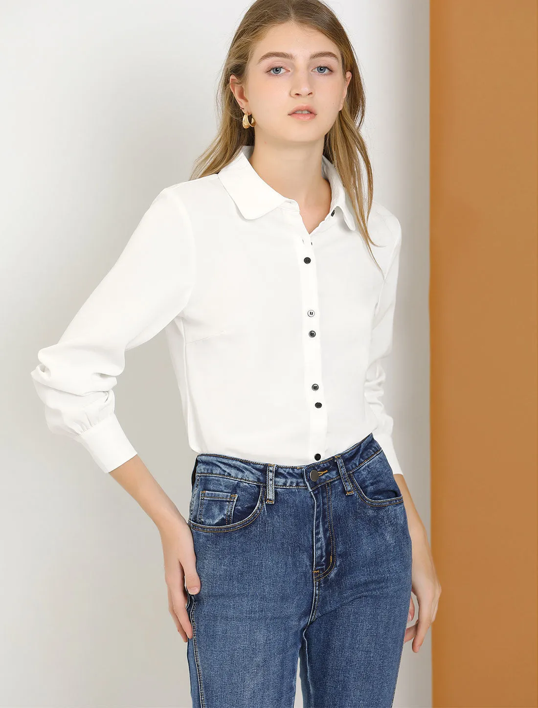 Halloween Bow Tie Peter Pan Collar Long Sleeve Button Up Shirt sold by Allegra K product image thumbnail 3