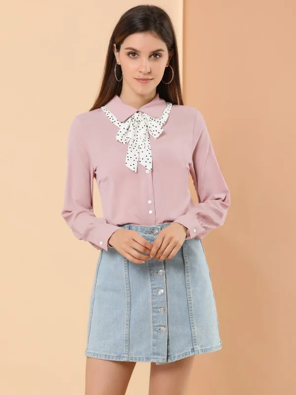 Halloween Bow Tie Peter Pan Collar Long Sleeve Button Up Shirt sold by Allegra K