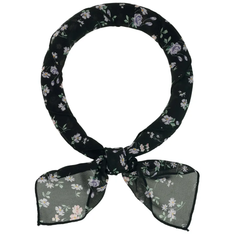 Women Chiffon Floral Print Square Kerchief Neck Scarf Neckerchief made by Allegra K