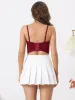 Spaghetti Strap Solid Bustier Corset Crop Top sold by Allegra K