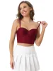 Spaghetti Strap Solid Bustier Corset Crop Top sold by Allegra K