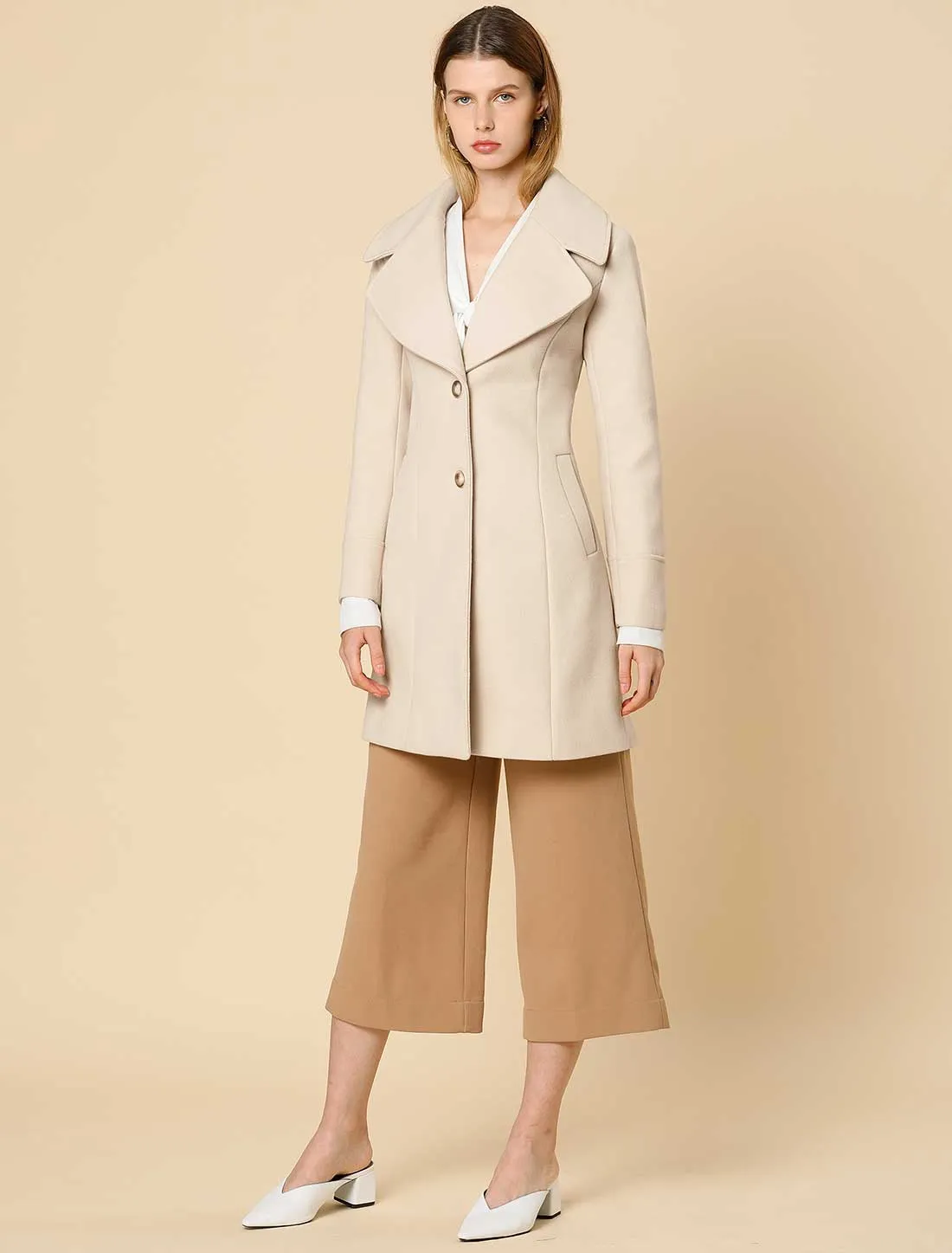 Elegant Notched Shawl Collar Single Breasted Winter Long Coat sold by Allegra K product image thumbnail 5