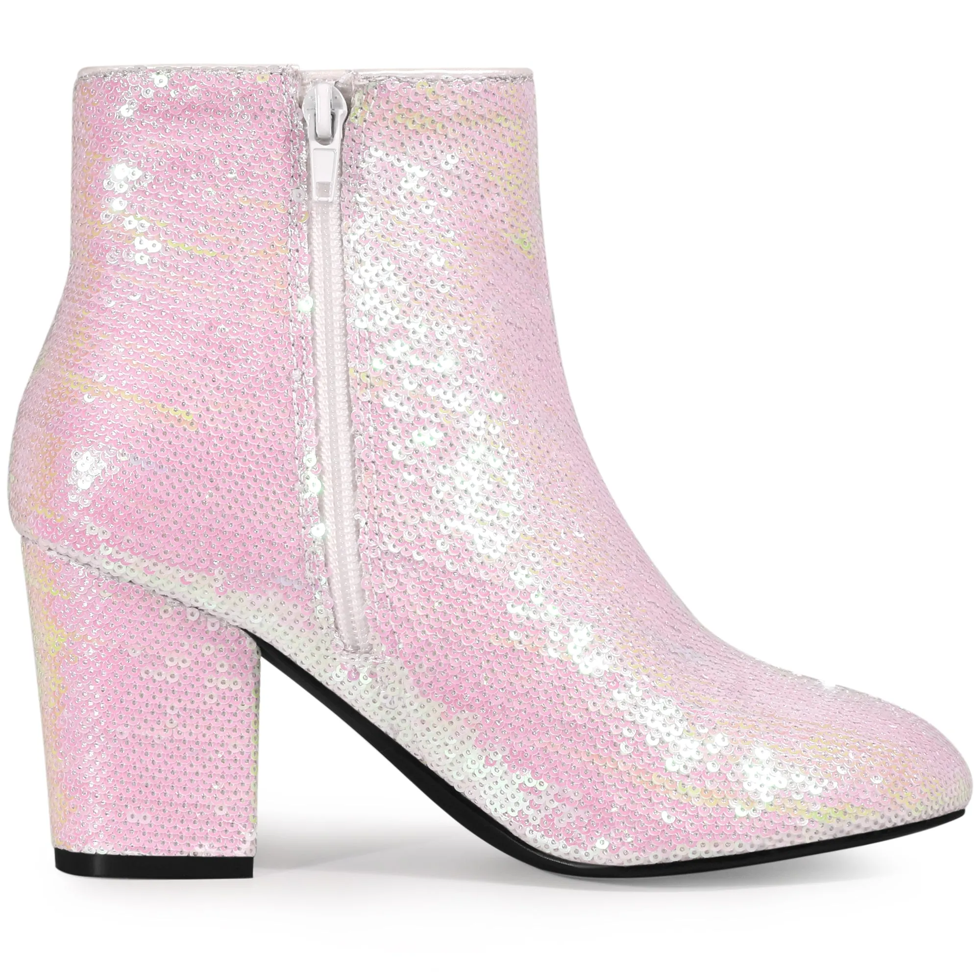 Women's Round Toe Sequins Block Heels Ankle Boots sold by Allegra K product image thumbnail 5