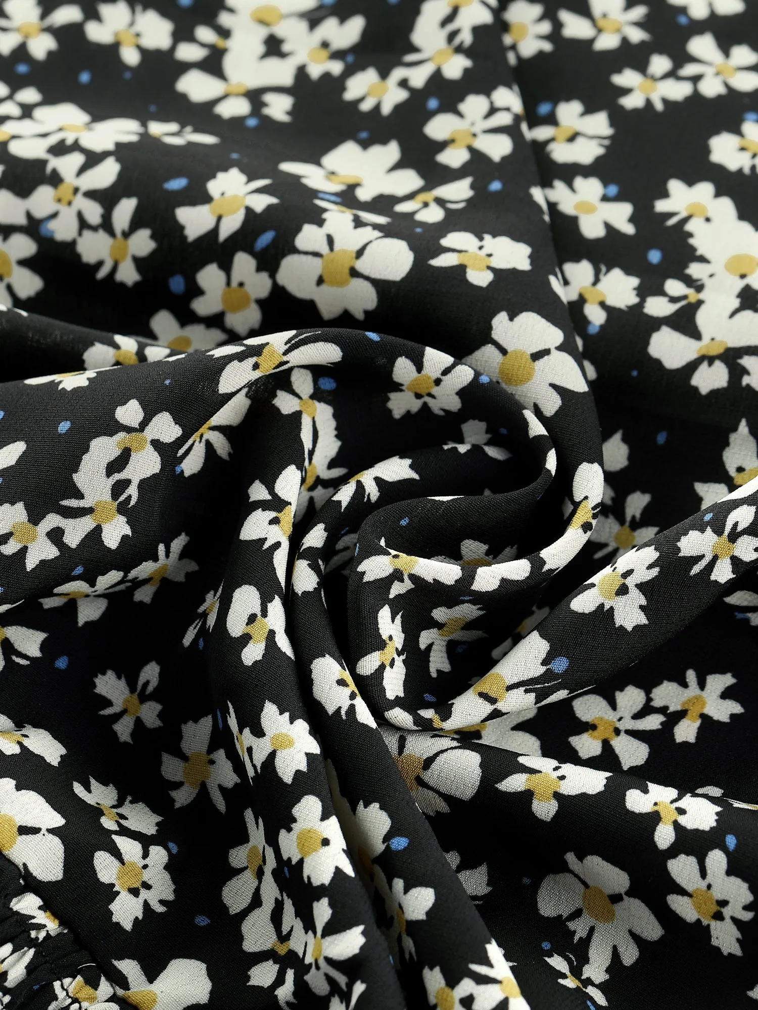 Tie Front 3/4 Sleeve V Neck Smocked Hem Floral Blouse sold by Allegra K product image thumbnail 5