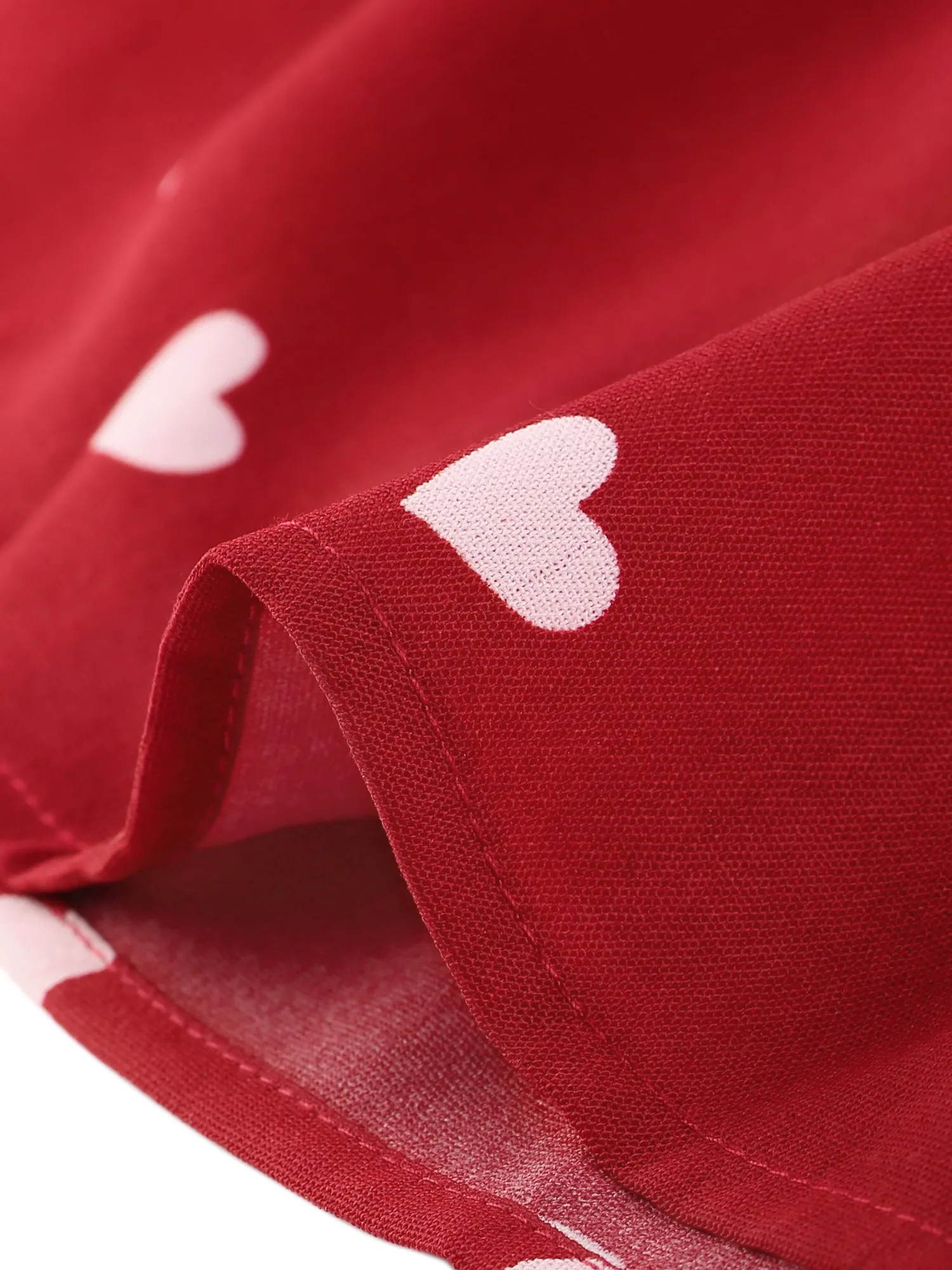 Cute Heart Print Long Sleeve Peter Pan Collar Ruffle Hem Mini Dress sold by Allegra K product image thumbnail 5