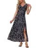 Summer Casual Sundress Spaghetti Strap V Neck Flowy Midi Dress sold by Allegra K