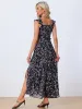 Summer Casual Sundress Spaghetti Strap V Neck Flowy Midi Dress sold by Allegra K