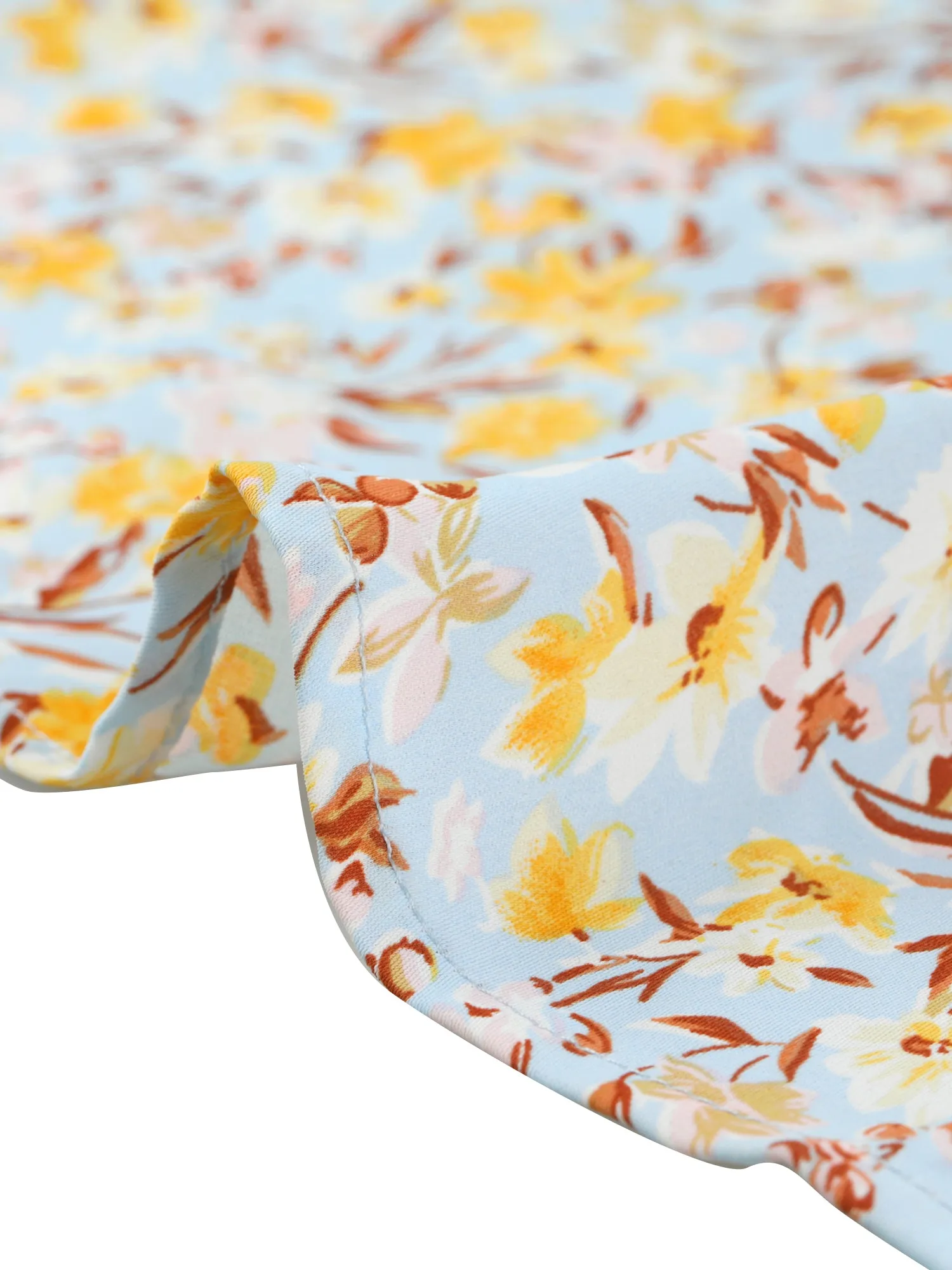 Summer Floral Short Sleeve V Neck Ruffle Trim Peasant Blouse sold by Allegra K product image thumbnail 5