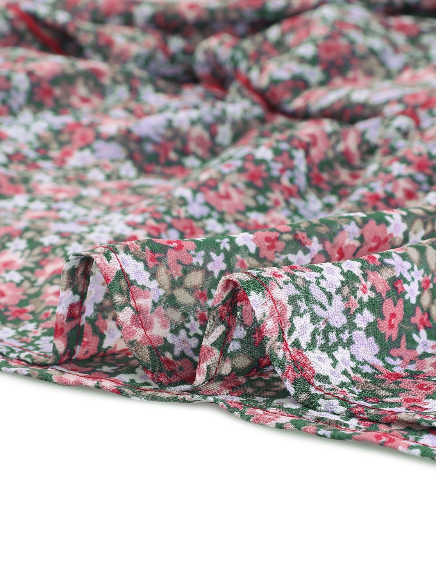 Floral Ruffle Neck Long Sleeve Flowy Chiffon Babydoll Mini Dress sold by Allegra K product image thumbnail 5