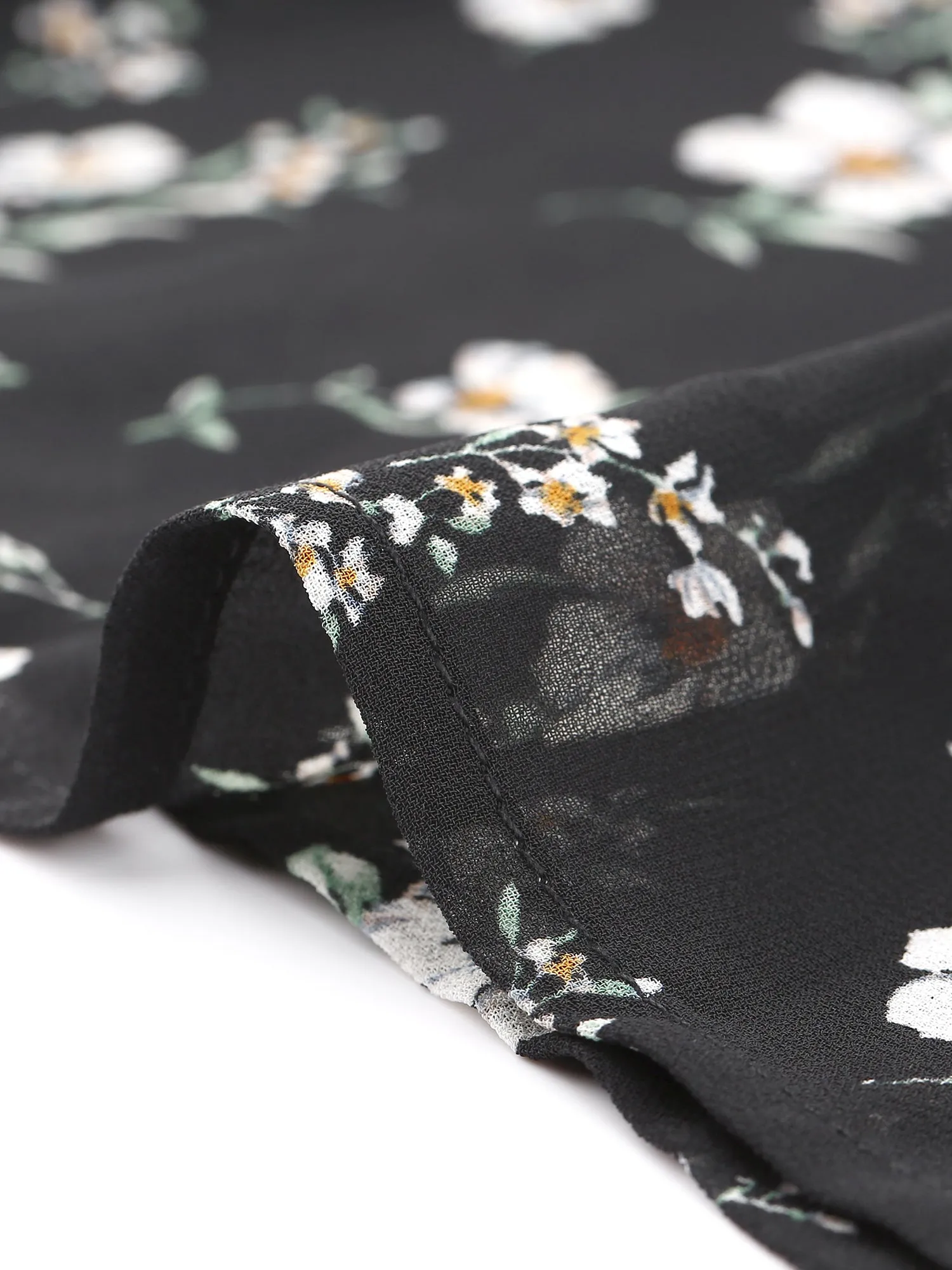 Floral Flutter Sleeve Pockets Ruffled Chiffon Midi Dress sold by Allegra K product image thumbnail 4