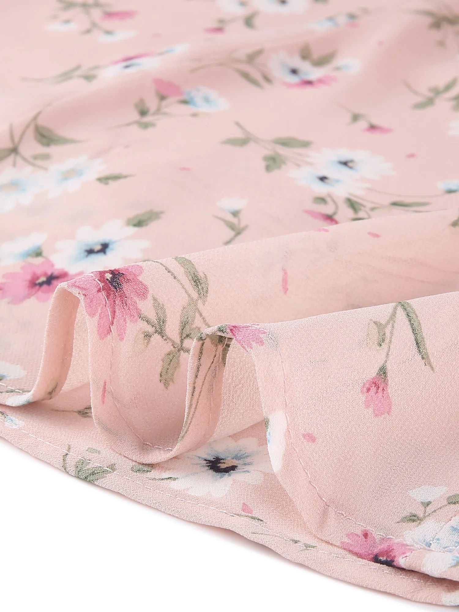 Floral Square Neck Short Sleeve Drawstring Ruched Dress sold by Allegra K product image thumbnail 5